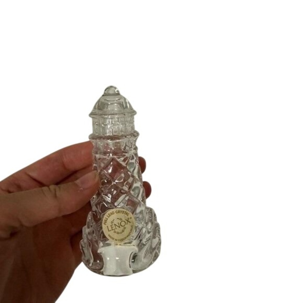 Lenox Full Lead Crystal Lighthouse Figurine Nautical Decor Czech Republic 4.5"
